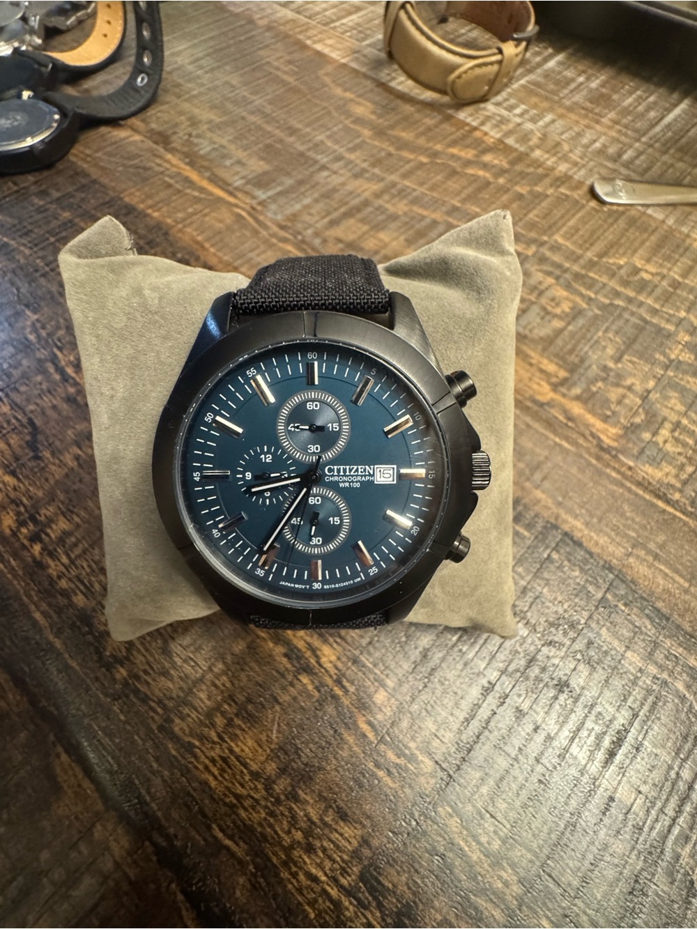 Citizen Black Watch with Blue Dial and Black Fabric Strap